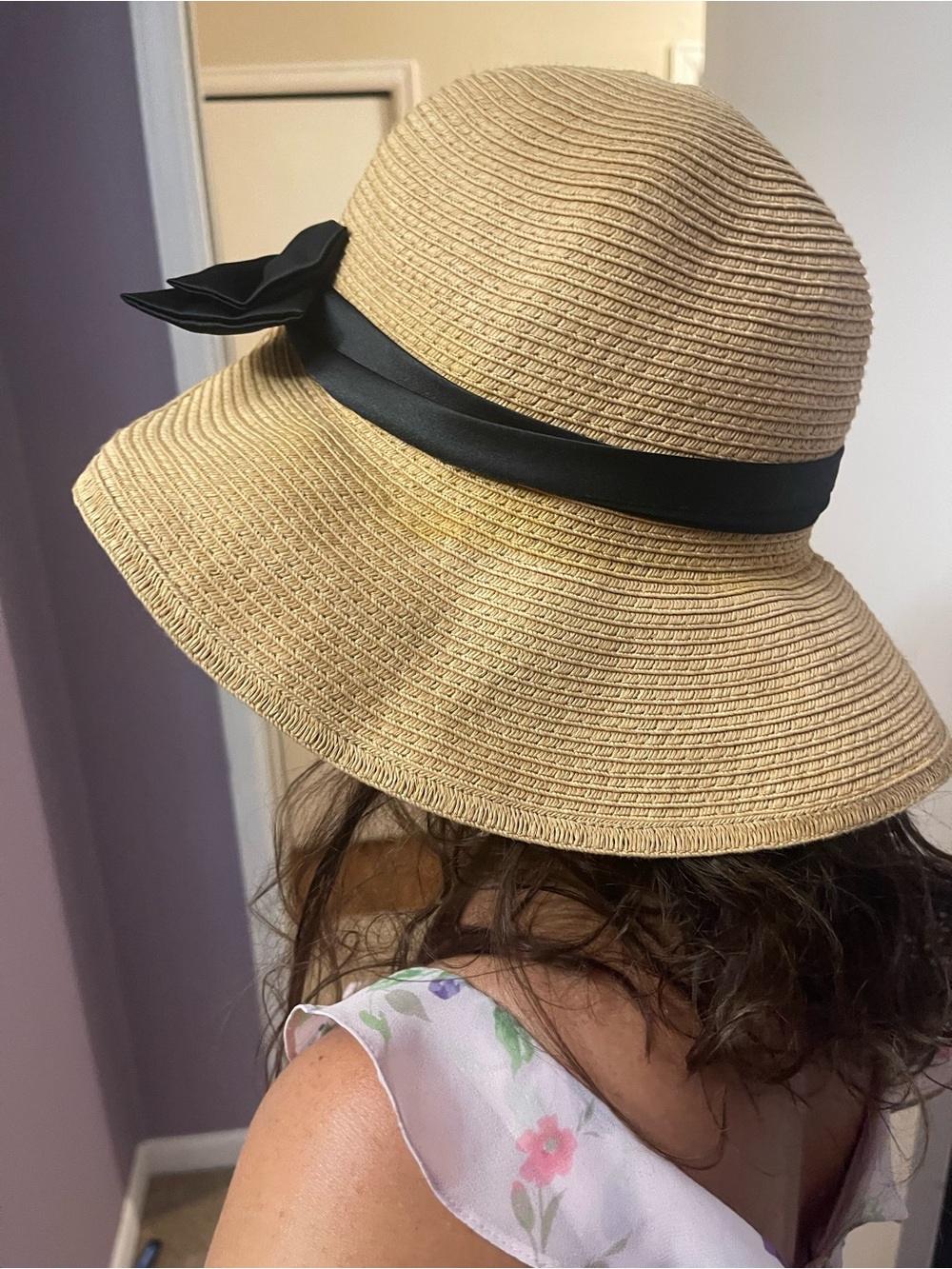 Source Unknown Straw Sun Hat with Black Ribbon